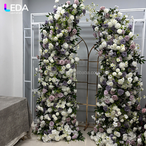 LEDA Indoor Parties Event Decor Supplies Handmade Silk <b>Artificial</b> <b>Flower</b> Backdrop Light Purple Horn Rose Arch for Wedding - Product Image 1