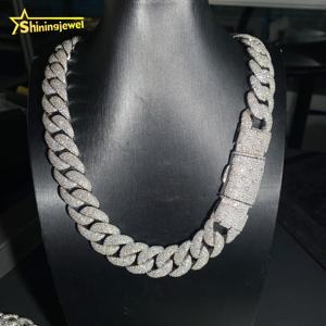 20mm VVS Moissanite 925 Prata Lua Forma Colar Iced Out Diamante Fino Hip Hop Jóias Miami Cubano Link Cadeia Colar - Product Image 3