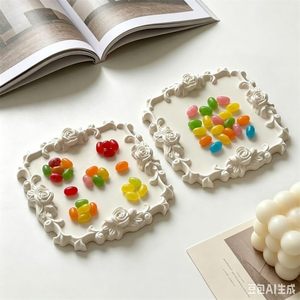 Moule en silicone pour plateau à <span class=keywords><strong>fleurs</strong></span> roses, bordure florale en dentelle, plateau carré, moules en résine pour <span class=keywords><strong>fleurs</strong></span>, moules en résine époxy, plâtre, artisanat de moulage - Product Image 3