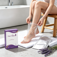 Masque exfoliant pour les pieds à la lavande, marque privée, élimination des peaux mortes, chaussettes peel-off pour salons de beauté