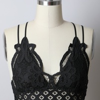 Bralette Wanita Model Bustier Tali Tipis Berbahan Renda Hitam Seksi