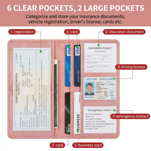 <span class=keywords><strong>Porte</strong></span>-cartes <span class=keywords><strong>de</strong></span> documents <span class=keywords><strong>de</strong></span> véhicule en cuir PU personnalisé, anti-RFID, pour <span class=keywords><strong>permis</strong></span> <span class=keywords><strong>de</strong></span> <span class=keywords><strong>conduire</strong></span> et assurance <span class=keywords><strong>de</strong></span> voyage, sur mesure - Product Image 2