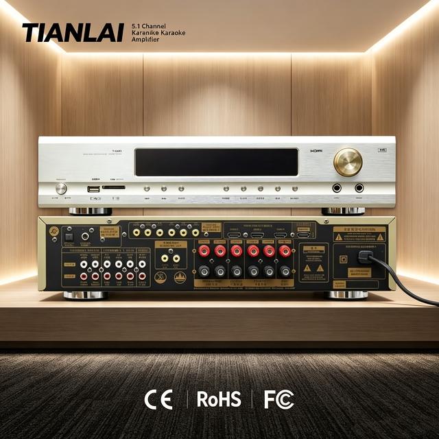 Tianlai AV-880 Professional 5.1 Surround Sound Digital Karaoke Amplifier HDMI 4K Audio Mixer for Home Theater Factory Wholesale