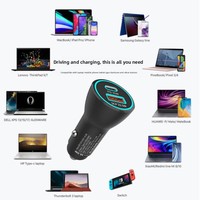 Chargeur de voiture PD 58,5 W rapide, double port USB Type-C, charge rapide QC3.0, adaptateur allume-cigare, moule privé, compact et mini