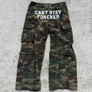 Özel tam Dtg Camo baskı kargo pantolon tuval 6 cep kargo pantolon erkekler geniş düz bacak boy Baggy Vintage yıkanmış pantolon - Product Image 4