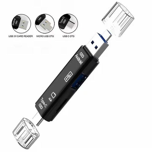 5 in 1 Multifunction Type C Micro USB to USB OTG USB 2.0 TF Card Reader Adapter Type-C Flash Drive Adapter for Android Computer