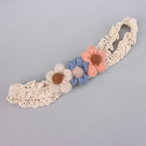 Knitted Wool Flower Baby <b>Lace</b> Headband Soft <b>Elastic</b> Newborn Girls Hair Accessory - Product Image 5