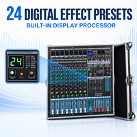 Table de mixage amplifiée 8 canaux EP-8ant 600W avec amplificateur de puissance 600W x2, étui de transport, égaliseur 6 bandes, 24 DSP, USB, Bluetooth, alimentation fantôme 48V pour scène live et église