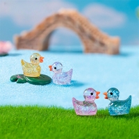 Décor de jardin extérieur écologique en résine, miniatures de canards en résine brillante, artisanat miniature pour jardin féerique