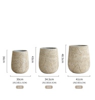 Pots en ciment pour plantes de balcon et décoration de jardin, texture de grandes feuilles MSH