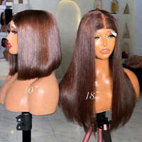 Pelucas vietnamitas lisas de cabello humano 100% natural, SDD Super Double Drawn, listas para usar, pre-cortadas, HD, sin pegamento, con encaje frontal.