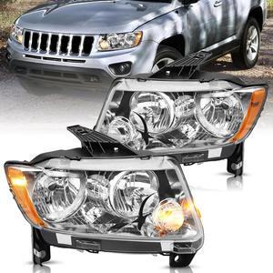 Conjunto de Faros Delanteros Compatibles con Jeep Grand Cherokee 2011-2013 y Compass 2011-2017, Reemplazo de Faros Halógenos Originales / NO COMPATIBLE con HID - Product Image 1