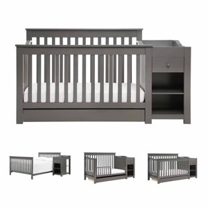 Lit bébé multifonctionnel 4 en 1 en bois de pin massif avec tiroir et table à langer, service OEM personnalisé - Product Image 4