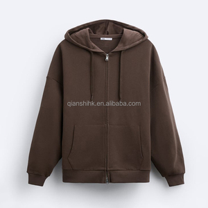 Hoodies Unisexe Haute Qualité Puff Print Hoodies Double Zipper Drop Shoulder Fleece Heavyweight Vintage Oversized Zip up Hoodie - Product Image 6