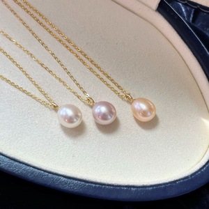 Natural Freshwater <b>Pearl</b> Pendant <b>Necklace</b> S925 <b>Silver</b> Plated 18K Gold Bright Water Droplet Collarbone Chain No Nucleus - Product Image 2