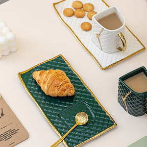 Tasse à sac à main en céramique de style luxe avec plateau à pain Tasse à café créative <span class=keywords><strong>Sauser</strong></span> et cuillère Coffret cadeau - Product Image 5
