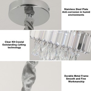 Lampe suspendue LED en cristal chromée à hauteur réglable avec angle de faisceau de 360° pour usage hôtelier - Product Image 3