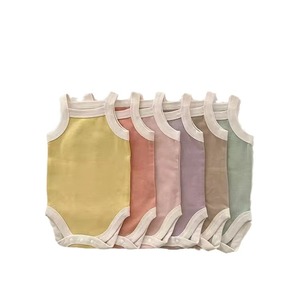 Body de Verano sin Mangas para Bebé, con Ribete en Contraste, <span class=keywords><strong>Camiseta</strong></span> de Algodón Suave, Pelele para Niñas y Niños - Product Image 5