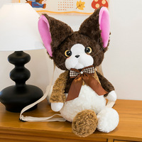 Sac à dos en peluche Devon cat à poils bouclés, sac à bandoulière en peluche douce avec décoration en nœud pour filles