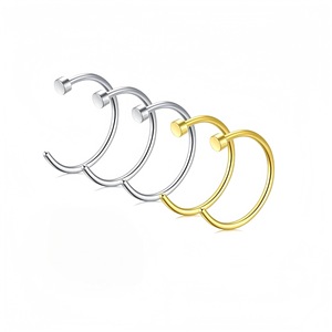 Ensemble de bagues de nez en acier inoxydable en forme de C, couleur or, argent, noir, arc-en-ciel, bijoux de piercing pour le nez - Product Image 5