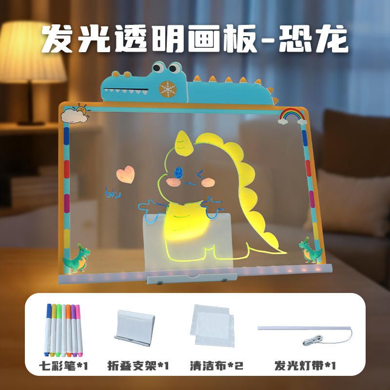 tavolo da disegno luminoso a forma di dinosauro