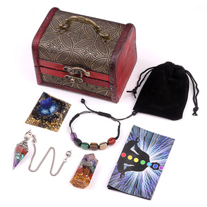 Bộ đồ thủ công bằng đá tự nhiên 7 luân xa, gồm vòng tay nhiều màu, đá cuội hình trụ lục giác, quả cầu lắc, kèm hộp quà tặng trang sức cao cấp - Product Image 2