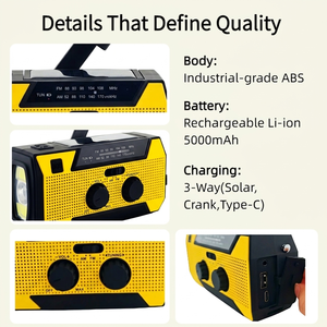Radio météo AM/FM à alarme haute intensité 5000 mAh avec haut-parleur intégré et sirène SOS pour personnes âgées - Product Image 3