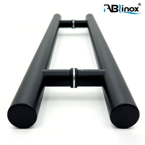 Manija Moderna para Puerta de Vidrio, Tipo Empujar y Tirar, en Forma de H, para Ducha u Oficina, de Acero Inoxidable Negro - Product Image 5