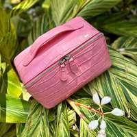 Sac de rangement portable EMG7638 pour téléphone portable et trousse de toilette en cuir, étui de voyage de luxe personnalisé pour pinceaux de maquillage