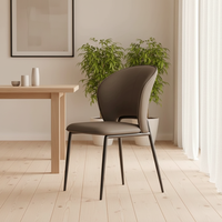 Chaise de salle à manger en cuir souple italienne minimaliste, confortable, moderne, pour la maison, avec dossier de luxe léger – Meilleure vente