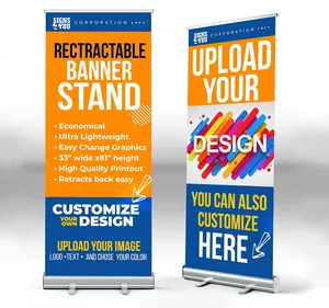 Benutzer definierte versenkbare Banner Stand tragbare personal isierte benutzer definierte Roll Up Banner für Unternehmen, anpassen einziehbare Banner Stand