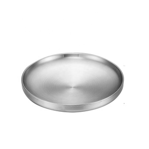 Plato de verduras de doble capa de acero inoxidable de alta calidad, plato de ensalada de frutas para restaurante, bandejas redondas para servir, plato para condimentos - Product Image 2