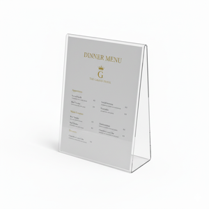 Support de menu de table en polypropylène léger transparent Grand Hotel pour la présentation dans les restaurants et cafés - Product Image 2