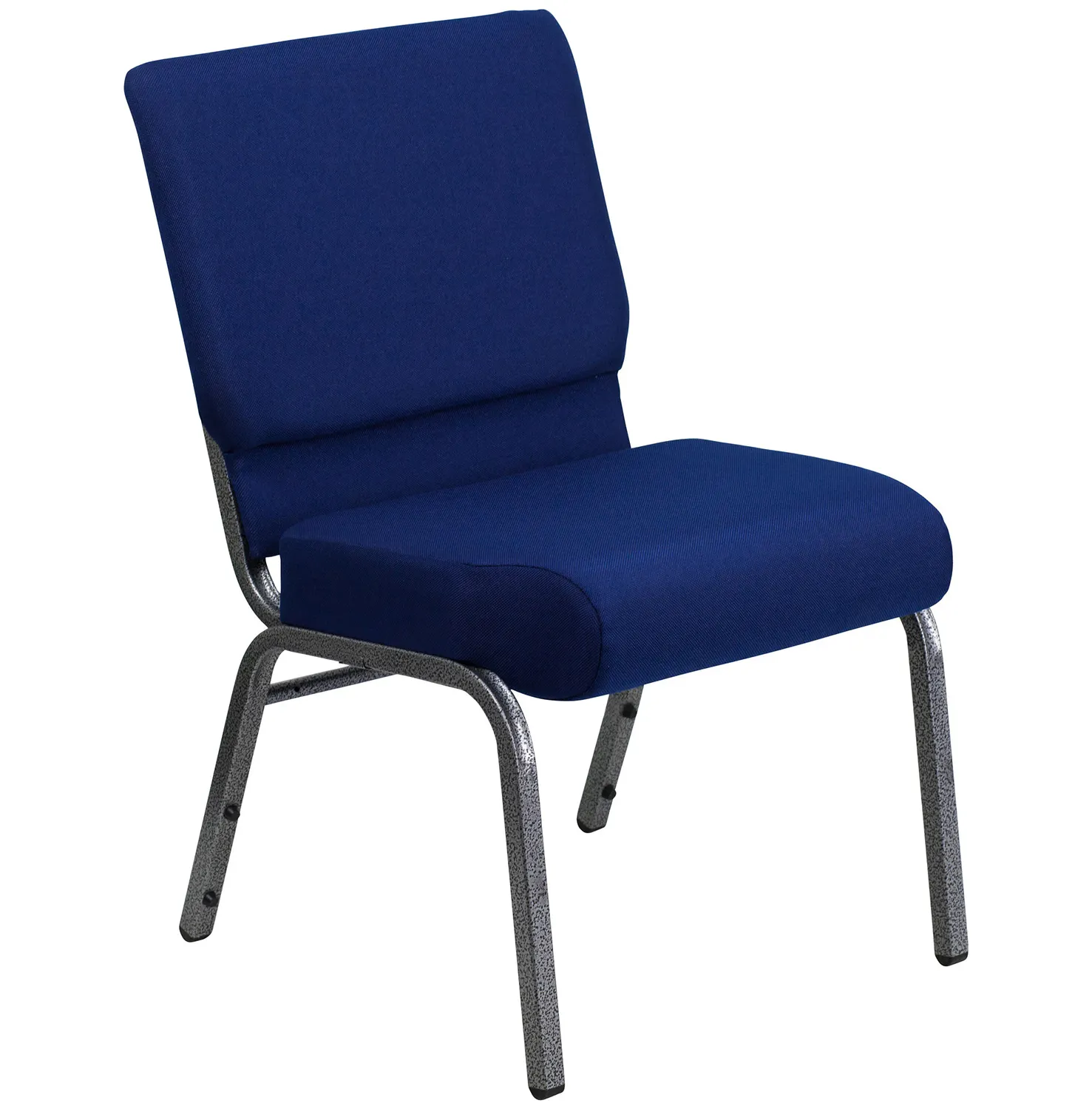 Marco de Metal tapizado de tela azul para uso en el auditorio, mueble de iglesia con bolsillo trasero, precio de silla de Iglesia
