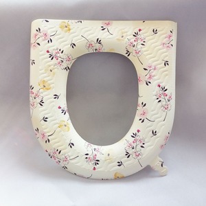 <b>EVA</b> Toilet Seat Cover White Floral Pattern Waterproof Washable All Season Thick Warm Household Use - Product Image 3