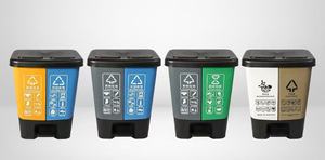 2-in-1 Tandem Trash Can with Pedal &amp; Wheels <strong>Double</strong> <strong>Bin</strong> <strong>for</strong> Recycling Home <strong>Kitchen</strong> Use Plastic Material - Product Image 4
