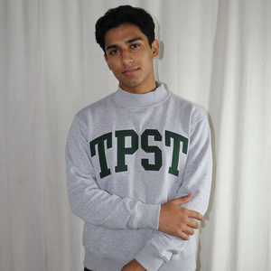 Sudadera TPST HEATHER GREY con Capucha y Media Cremallera, 100% Algodón, Aplique Bordado VERDE, para Invierno, CLUSH SPORTS - Product Image 1