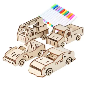 2022 New Wooden Drawing 3D Puzzle Learning Baby Kids Other Educational Toys Hobbies Vehicle Car Jigsaw Puzzles For Children CE