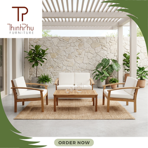 THINH PHU OLIVER Ensemble de canapés fonctionnels en bois d'acacia - Mobilier d'extérieur contemporain pour jardin et salon - Emballage personnalisé - Product Image 3