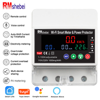 Disjoncteur WiFi Intelligent Tuya RMshebei 100A, Compteur Rail DIN, Minuterie Numérique 220V Programmable, Protecteur de Surtension