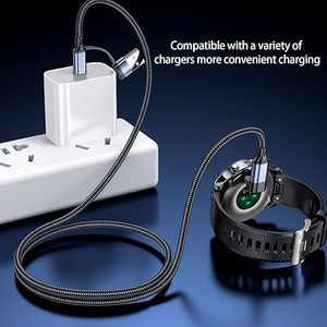 Câble de charge USB/Type-C 2 en 1 JMAX pour Garmin <span class=keywords><strong>Venu2</strong></span>/VenuSq2/3/3S Fenix 6/7/6S Pro/5X Plus Vivoact, cordon de chargeur de montre tressé - Product Image 6