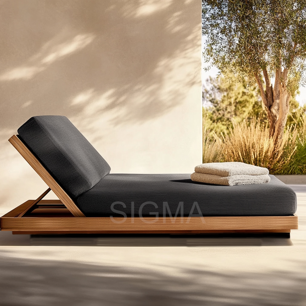 All Weather Outdoor Wood Furniture Garden Backyard Lounge Wooden Chaise Patio Teak Wood Daybed