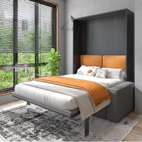 Lit Mural Double Moderne en Aluminium Gain de Place avec Canapé Intégré et Design Pliant