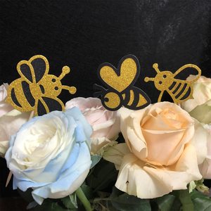 Décoration de Cupcake à paillettes New Bumble <span class=keywords><strong>Bee</strong></span>, Baby <span class=keywords><strong>Bee</strong></span> Gender Reveal Baby Shower Birthday Party Cake Decorations Supplies - Product Image 3