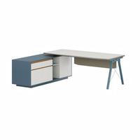 Bureau de direction en L de luxe discret et de haute qualité, bureau moderne pour manager avec espace de rangement