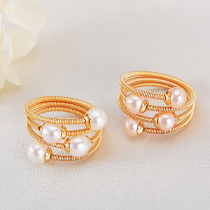Anillo de Perlas de Agua Dulce Auténticas con Diseño de Anillo Enrollado de Múltiples Capas, Hecho a Mano, Simple, Elegante y Nuevo - Product Image 2
