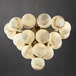 <span class=keywords><strong>Lampadario</strong></span> Moderno in Alabastro con Pendenti a Sfera Naturale Minimalisti, Luci LED per Soggiorno e Sala da Pranzo, Forma Ovale - Product Image 1