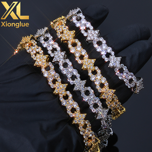 Brazalete de Lujo Estilo Hip-Hop con Moissanita de 12mm, Chapado en Rodio, Plata de Ley 925, Diseño de Cadena de Estrella de 8 Puntas con Engaste de Garra, Joyería Unisex - Product Image 4