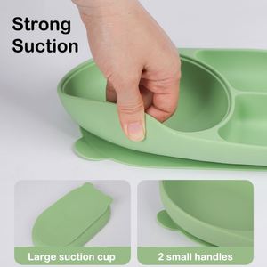 ES-Pro Novedad: Vajilla de silicona para bebés, utensilios de alimentación, diseño de contenedor ODM/OEM, plato de entrenamiento de silicona con tapa, cuchara y tenedor. - Product Image 4