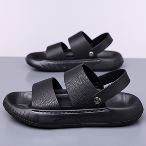 Men Genuine Leather Two Wear Sandals Thick Platform Soft Sole Outdoor Beach Slides Adjustable Back Strap Casual <b>Summer</b> Shoes - Product Image 2